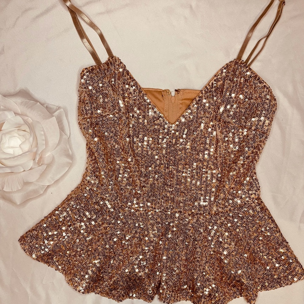 Fashion nova rose gold sequin top